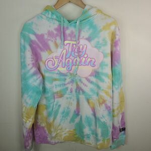 BSR By Samii Ryan Oversize "Try Again" Tie Dye Streetwear Hoodie